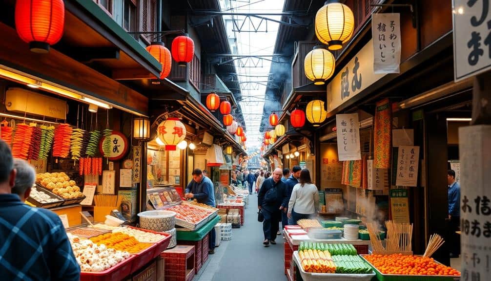 bustling japanese open air marketplace