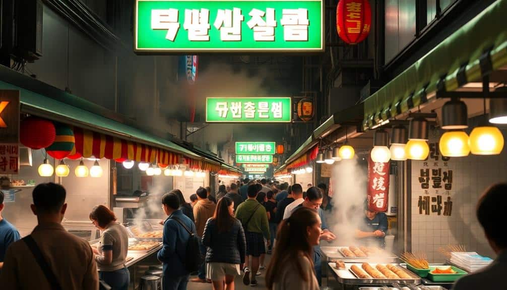 bustling korean street food alley