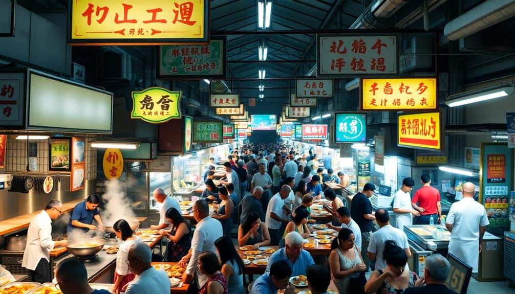 bustling singaporean food court destination