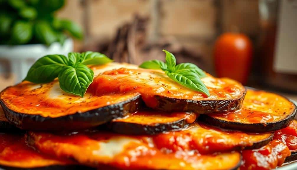 layered eggplant tomato cheese baked