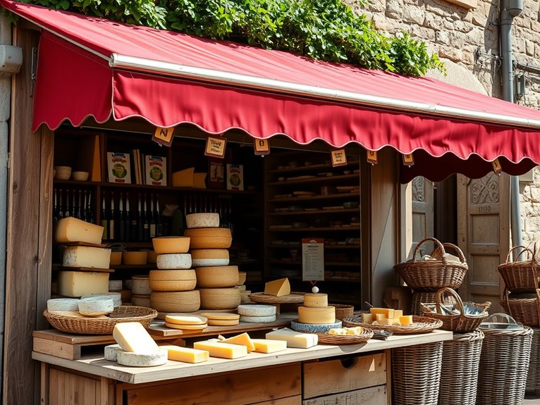 cheese stall at market