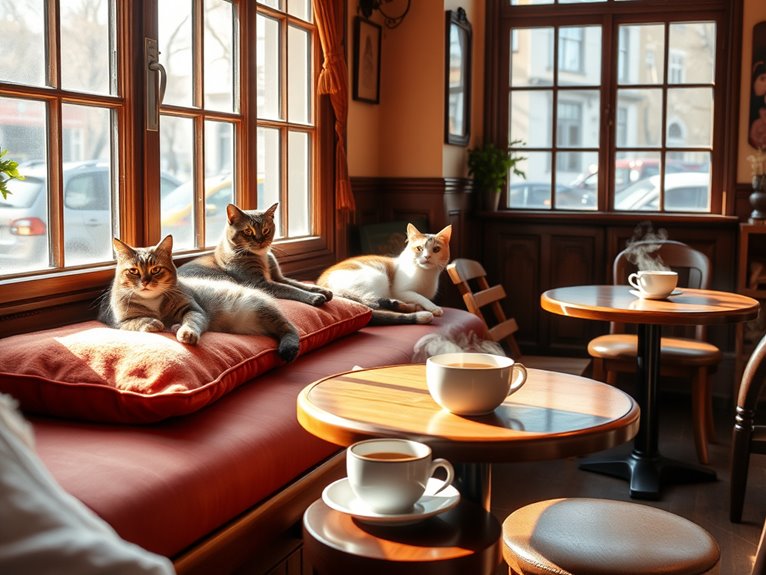 dining with shelter cats