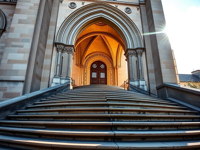 historic church with steps