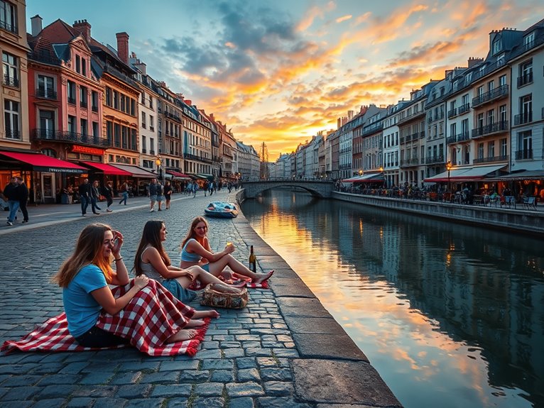 trendy waterfront atmosphere